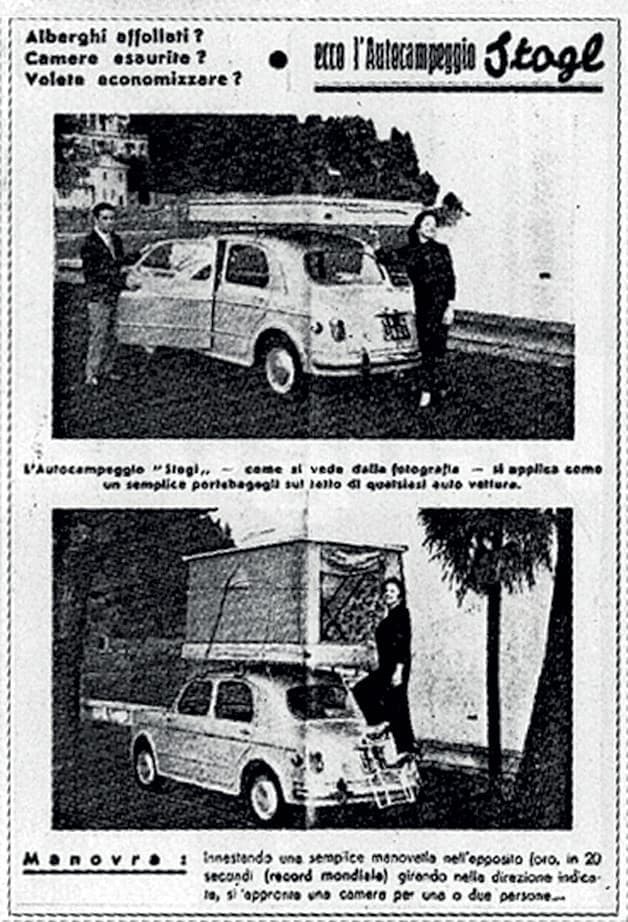 The first roof tent advert Autohome, showing a rooftop tent on a Fait 500.